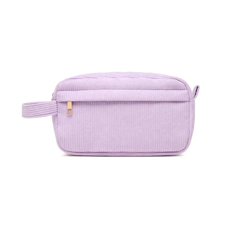 Kamiyah | Weiche Cord-Baumwoll-Kosmetiktasche für Reisen