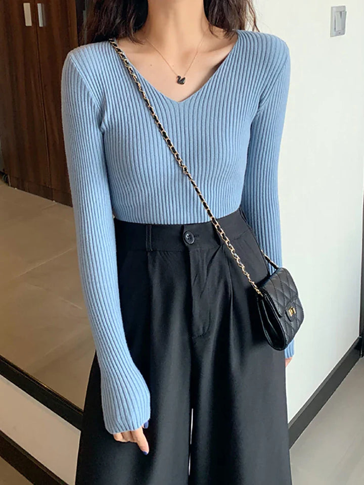 SOFIA | Schlanker Gestrickter Rippenpullover