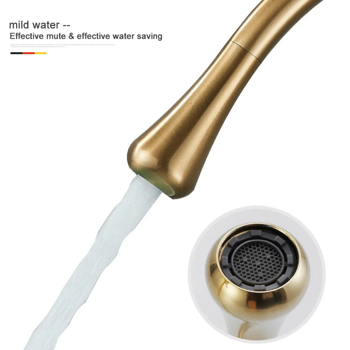  Waschtischhahn - goldenes Gold Finish, warmes und kaltes Mischungshahn-4