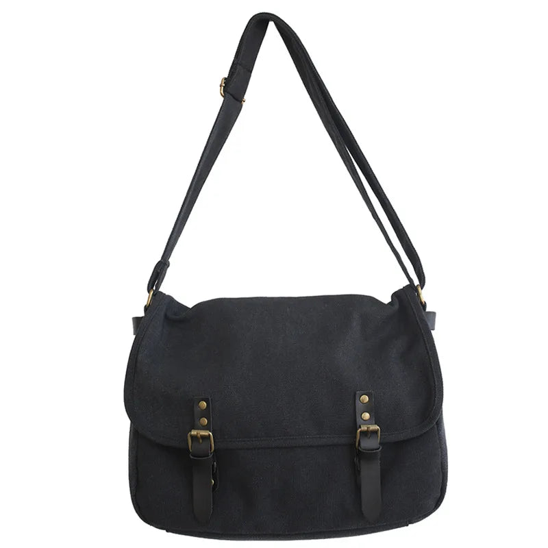 Victor | Große Vintage-Canvas-Schultertasche
