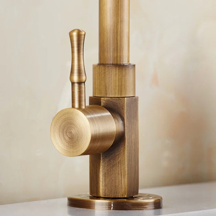  Klassischer Messingküchenarmatur - Nur kaltes Wasser, Schwanenhals -Design, Bronze gebürstete Finish-5