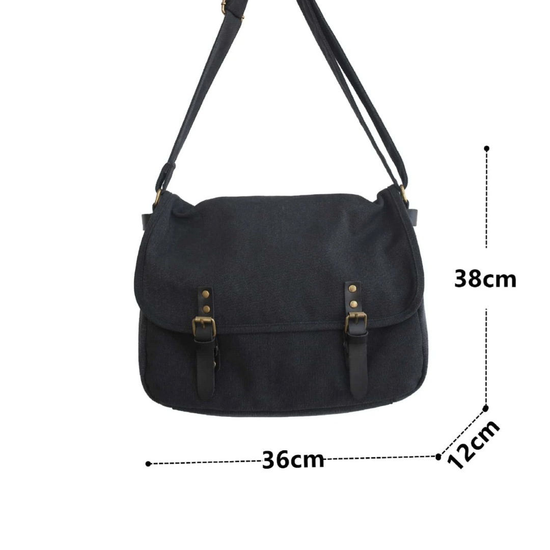Victor | Große Vintage-Canvas-Schultertasche