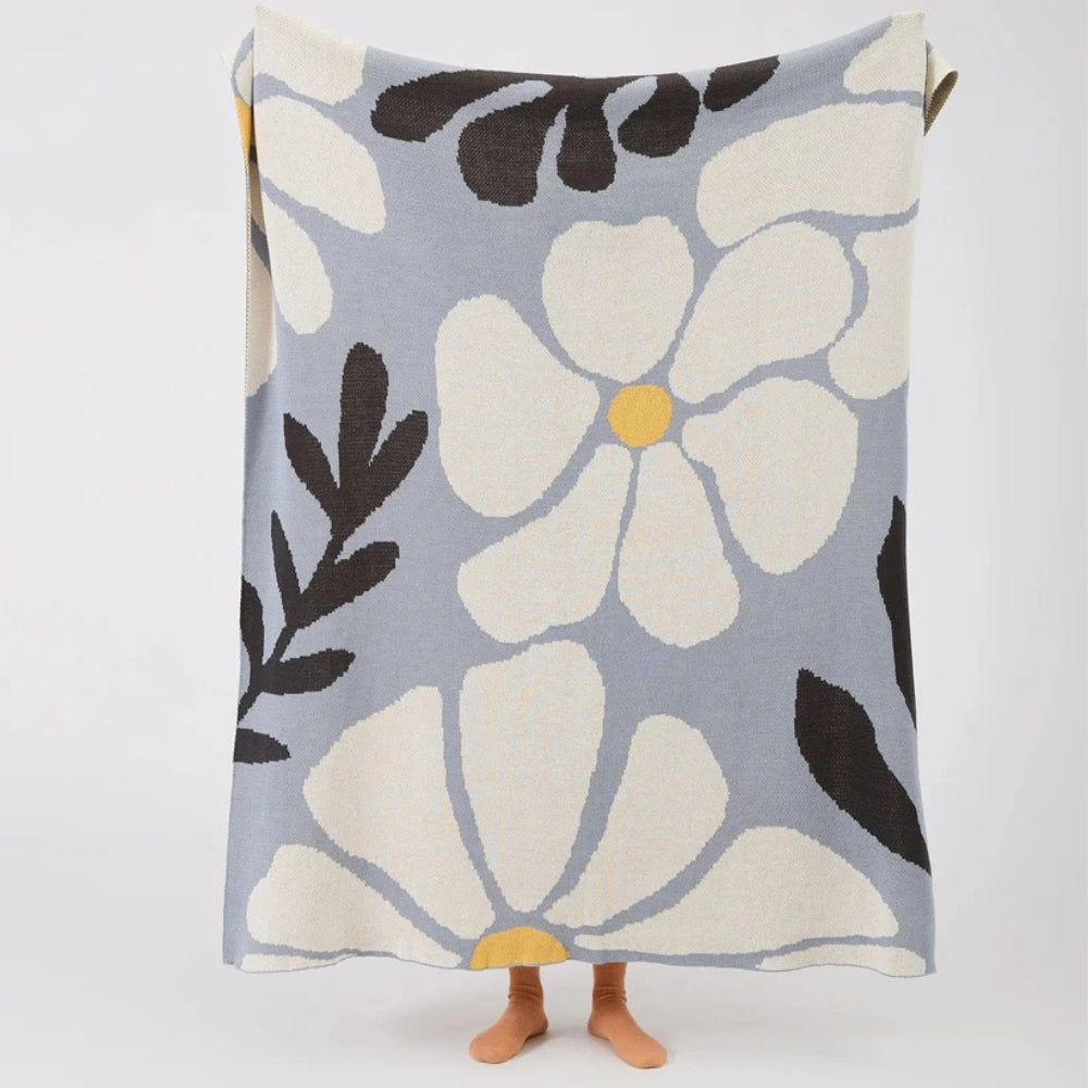 Skandinavische Blumenmuster Decke für Zuhause aus 100% Baumwolle 1