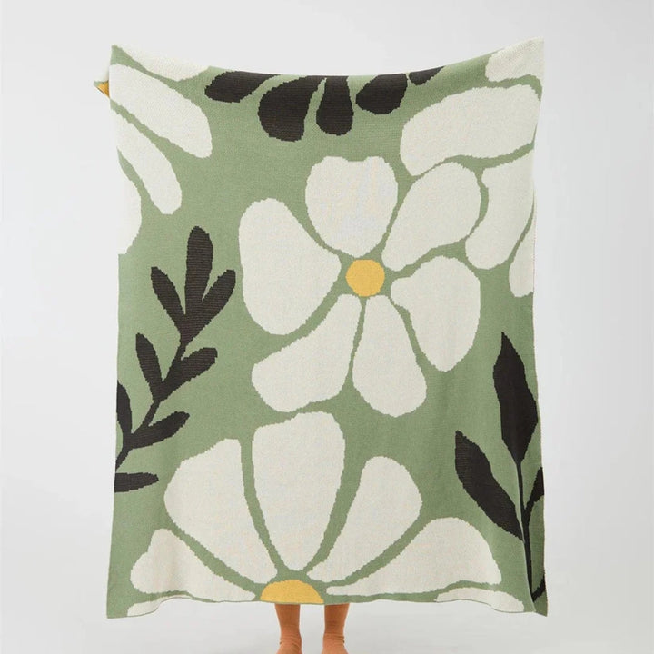 Skandinavische Blumenmuster Decke für Zuhause aus 100% Baumwolle 2