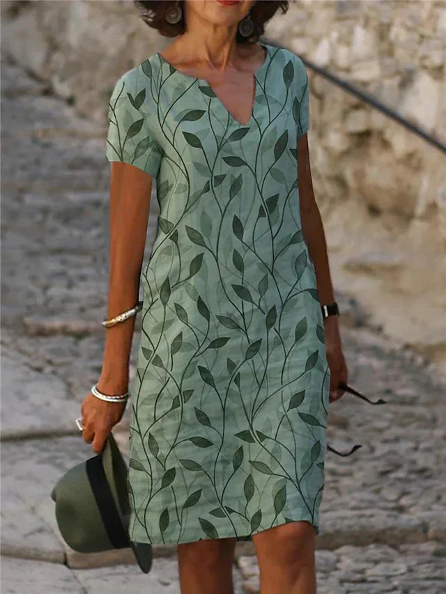 Sommerkleid Damen Midi mit V-Ausschnitt und kurzem Ärmel in Smaragdgrün – Elegantes Kleid für Hochzeitsgast oder Cocktailparty 0
