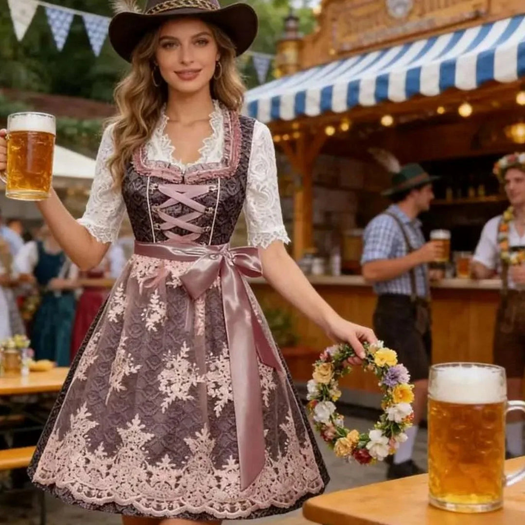 Sophie | Damen Oktoberfest Dirndl 3-teilig Spitze Trachtenkleid 0