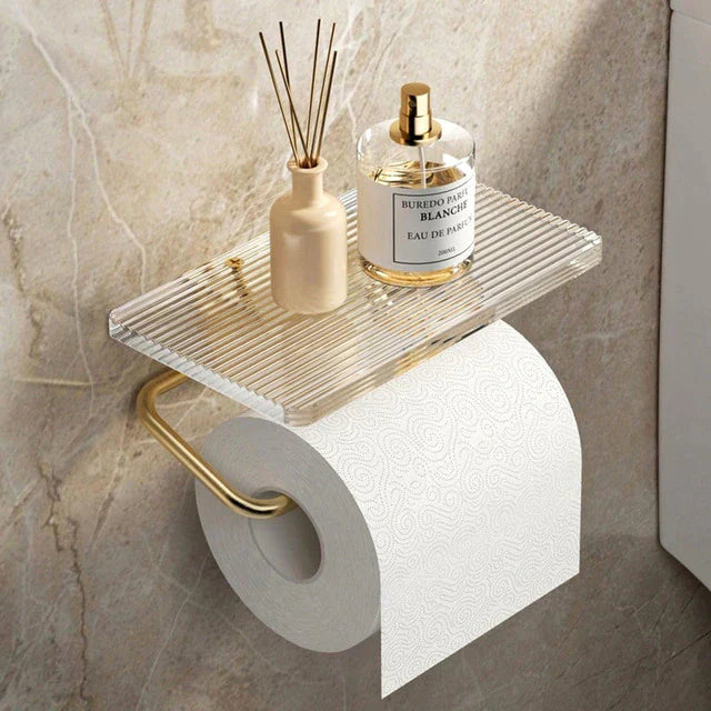  Toilettenpapierhalter Acryl - modernes Design mit Gold- und Silberfinish-1