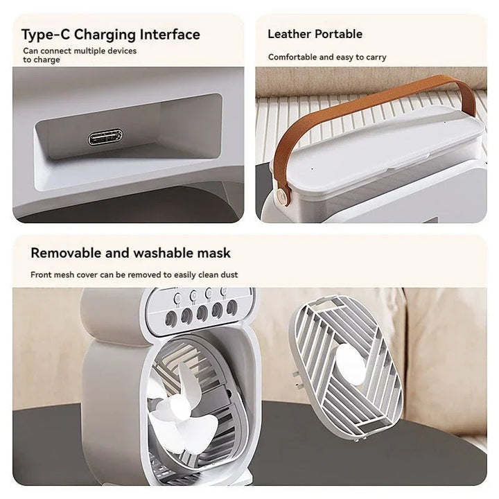 Tragbare 3-in-1-Klimaanlage mit Nachtlicht und Luftbefeuchter 3