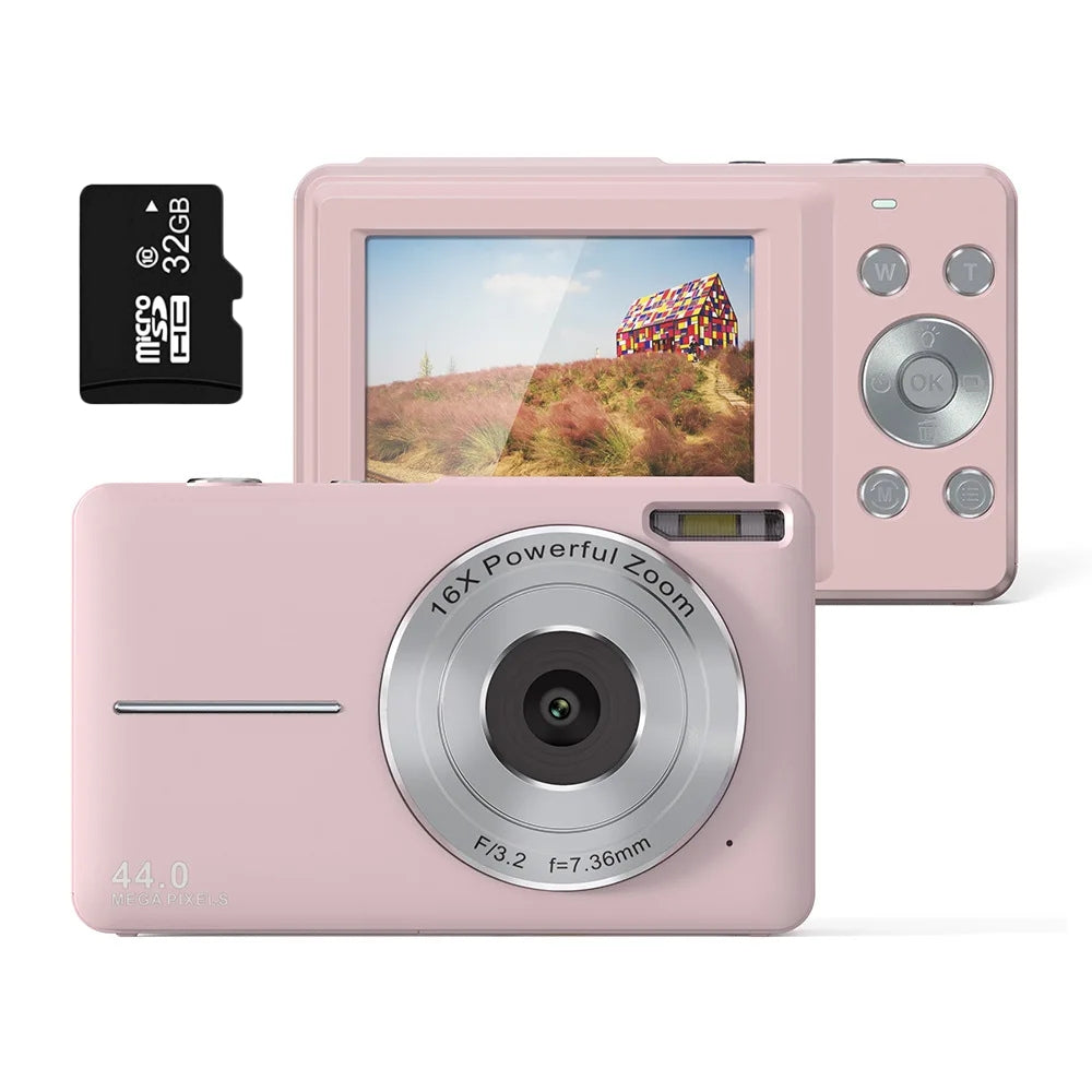 Tragbare Digitalkamera 1080P 44MP mit 16-fachem Zoom – Kompakte Vlogging-Kamera mit LCD-Bildschirm, wiederaufladbar, perfekt für Teenager und Studenten 10