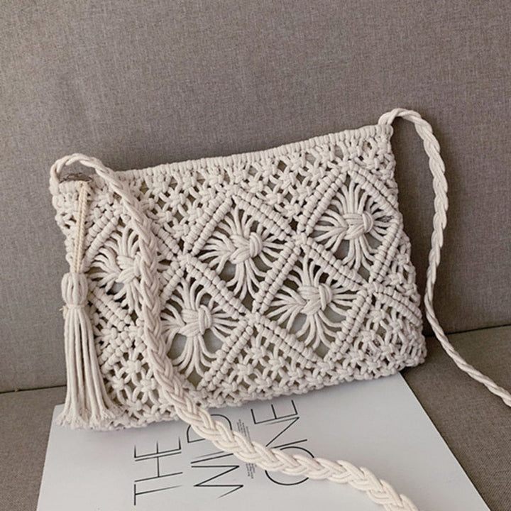 Umhängetasche Damen – Stylishe Gewebte Boho-Umhängetasche in Beige und Braun für Sommerliche Outfits 0