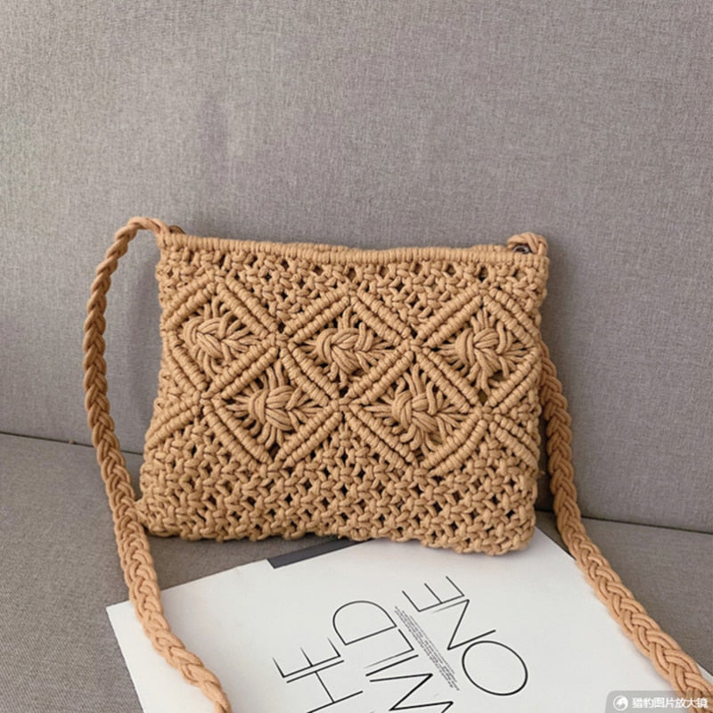 Umhängetasche Damen – Stylishe Gewebte Boho-Umhängetasche in Beige und Braun für Sommerliche Outfits 4