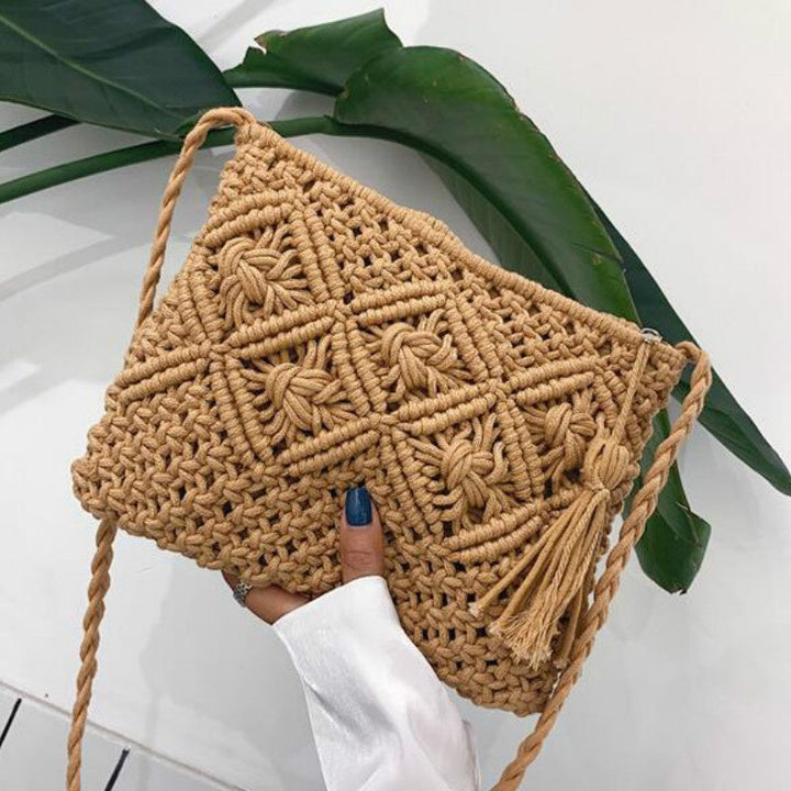 Umhängetasche Damen – Stylishe Gewebte Boho-Umhängetasche in Beige und Braun für Sommerliche Outfits 6