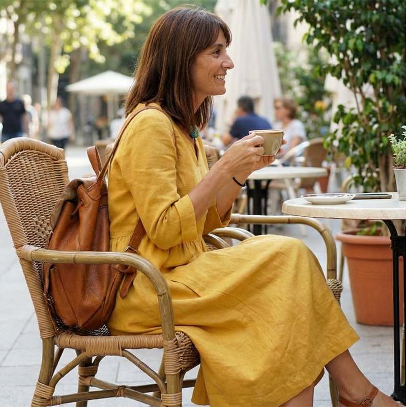 V-Ausschnitt Freizeitkleid für Frauen mit 3/4 Ärmeln und Taschen - Elegantes Midi-Kleid für den Sommer 3