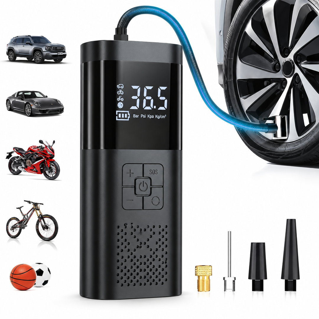 Tragbarer Luftkompressor mit LCD -Bildschirm und LED -Licht - 150 psi -Inflator für Autos, Fahrräder und Sportgeräte