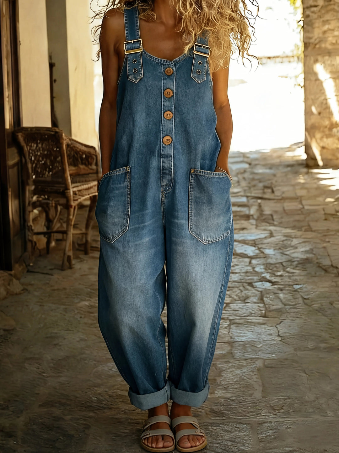 Verstellbarer Jeansoverall Damen | Lässiger Sommerlook Mit Praktischen Taschen | Vielseitig Kombinierbar 0