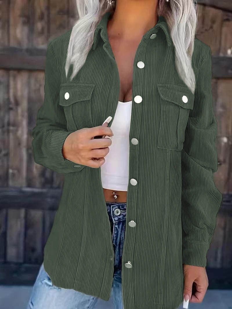 Elleer | Modische Cordjacke mit Knöpfen