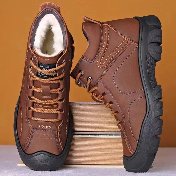 Jorge | Robuste Winterstiefel aus Echtem Leder mit Logo-Druck