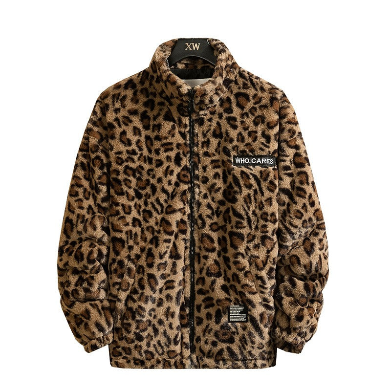 Langarmjacke mit Leopardenmuster, Modemarke, lockeres Hip-Hop-Oberteil