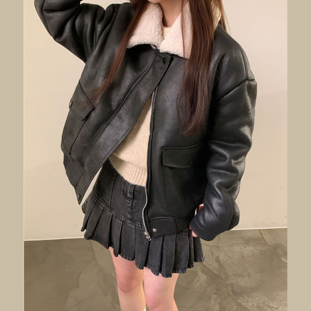 Clarence | Stilvolle Lederjacke mit Kuscheligem Kragen für Damen