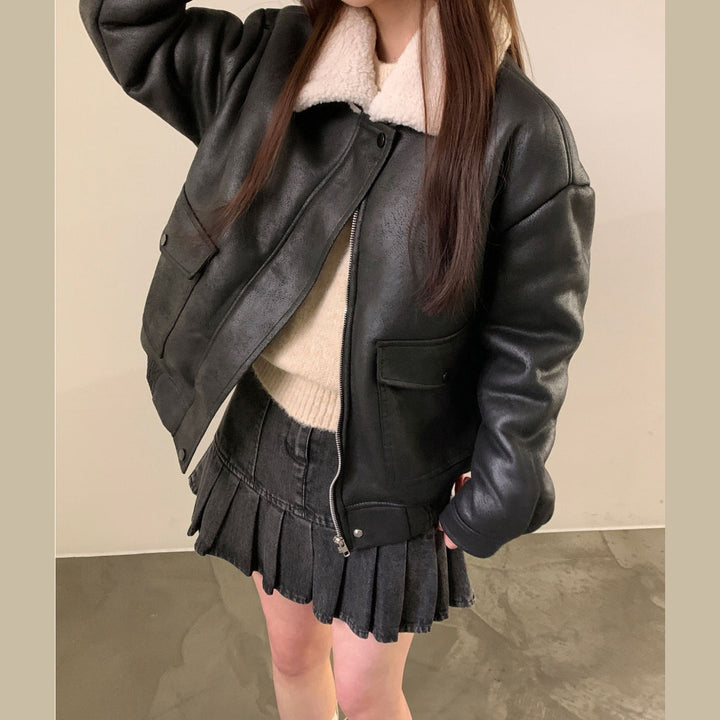Clarence | Stilvolle Lederjacke mit Kuscheligem Kragen für Damen