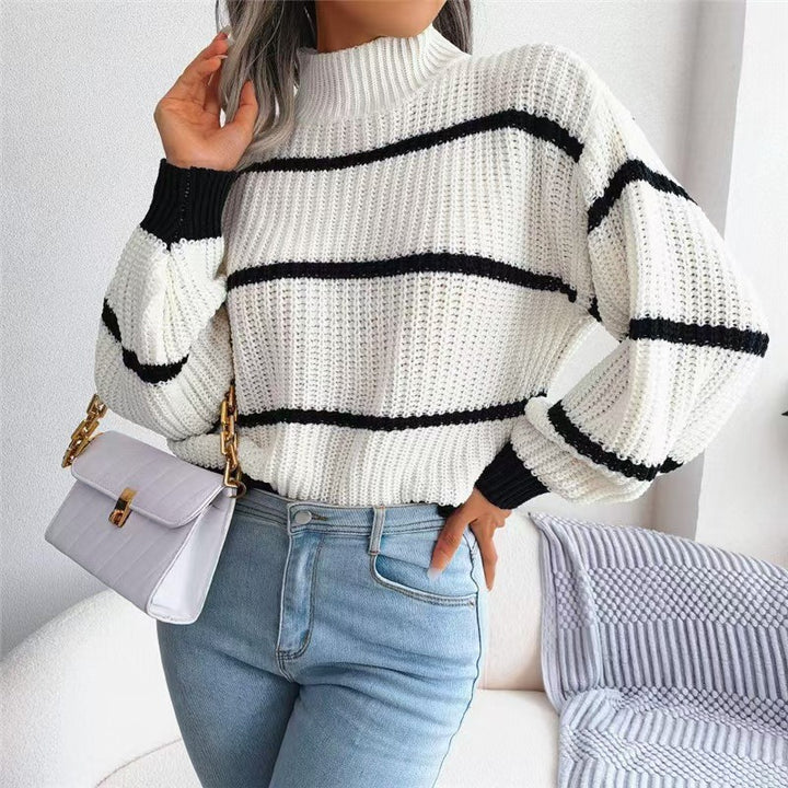 Ellen | Eleganter Rollkragenpullover mit Streifenmuster für Damen