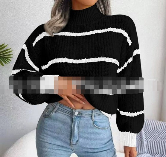 Ellen | Eleganter Rollkragenpullover mit Streifenmuster für Damen