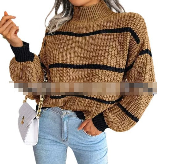 Ellen | Eleganter Rollkragenpullover mit Streifenmuster für Damen