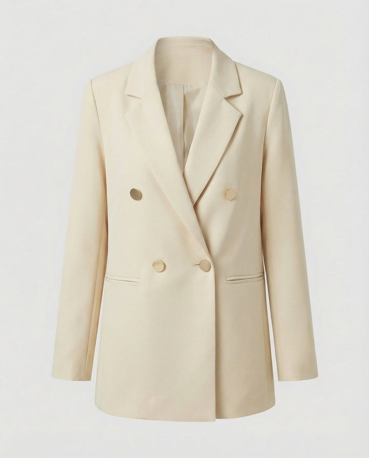 Women's Double-Breasted Blazer with Notch Lapel 0
