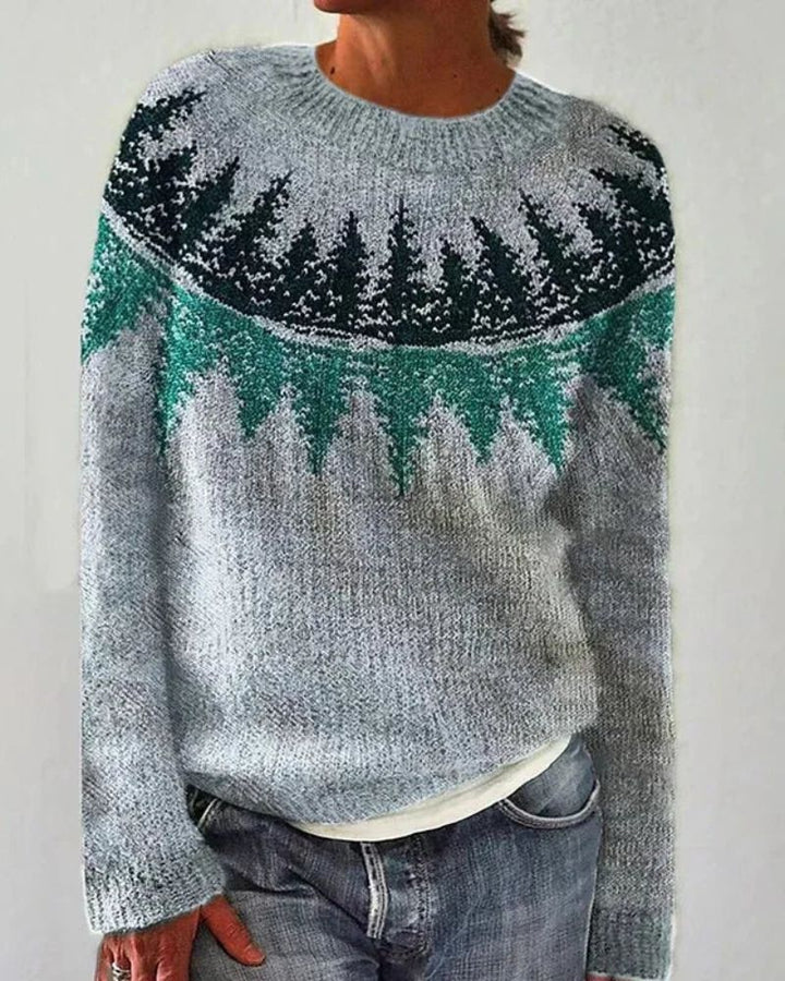 Women's Gradient Crew Neck Jumper with Long Sleeves 0