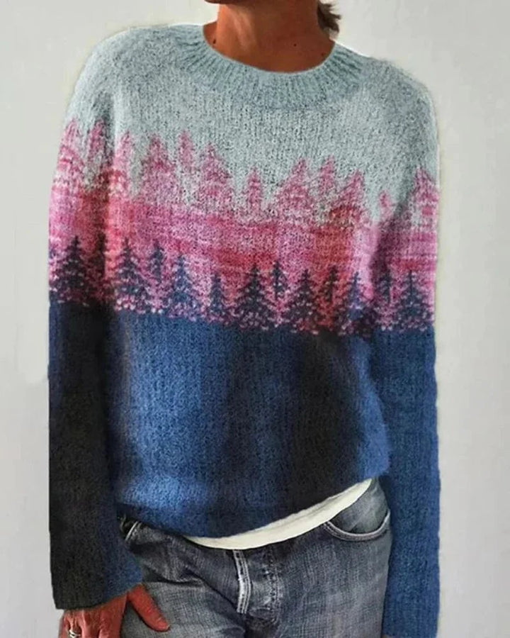 Women's Gradient Crew Neck Jumper with Long Sleeves 1