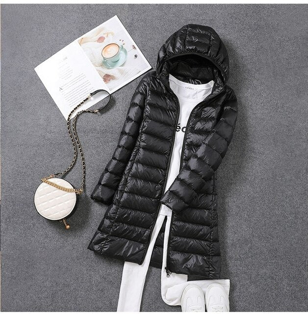 Women's Quilted Down Jacket with Detachable Hood 0