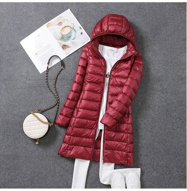 Women's Quilted Down Jacket with Detachable Hood 2
