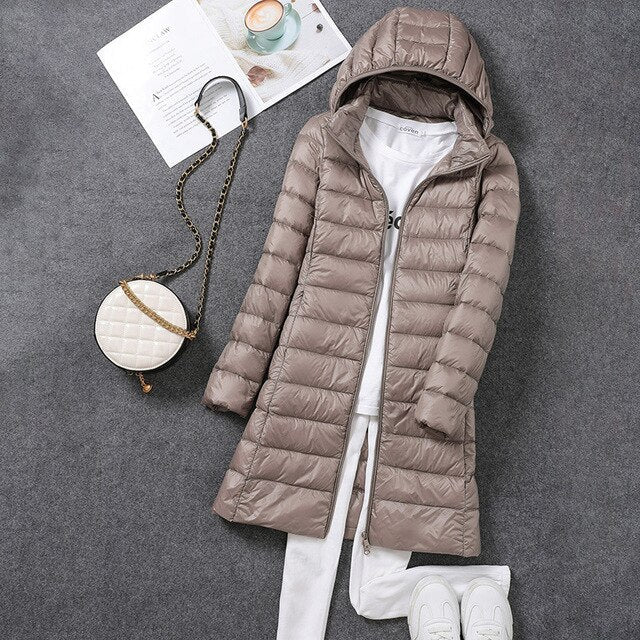 Women's Quilted Down Jacket with Detachable Hood 3