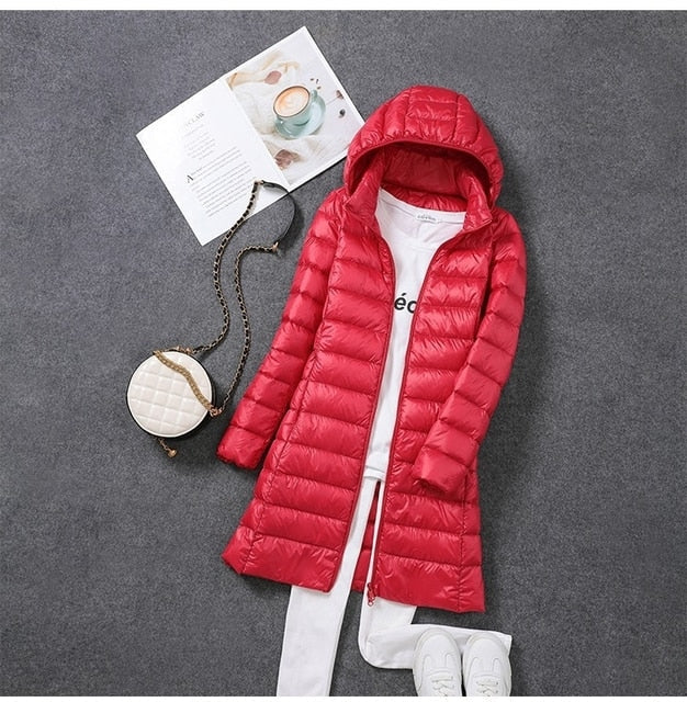 Women's Quilted Down Jacket with Detachable Hood 5