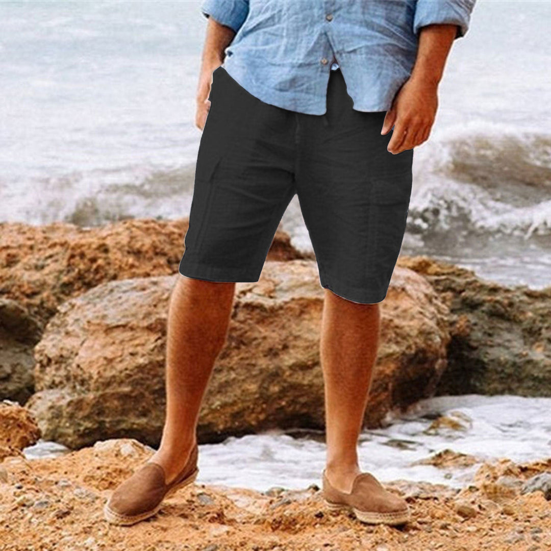  Herren -Leinenshorts - atmungsaktives leichter Stoff - Entspannte Passform - Kniebeuge -Freizeitverschleiß-3