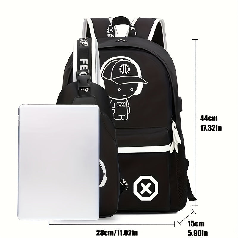 Kurt | Geräumiger Wasserfester Rucksack und Umhängetasche Set für Kinder
