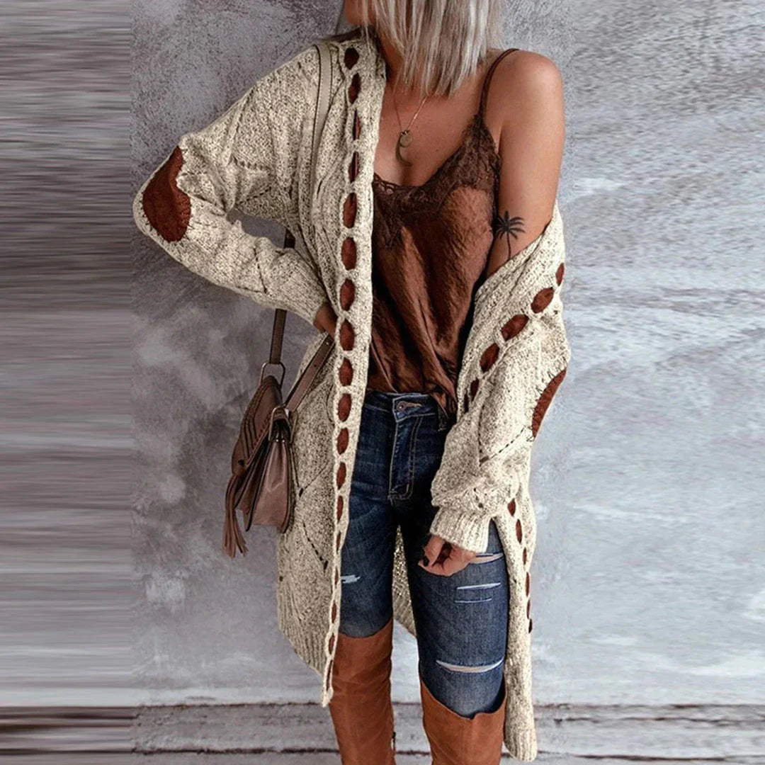 Tala | Modischer Strick-Hoodie mit Kontrast-Patches