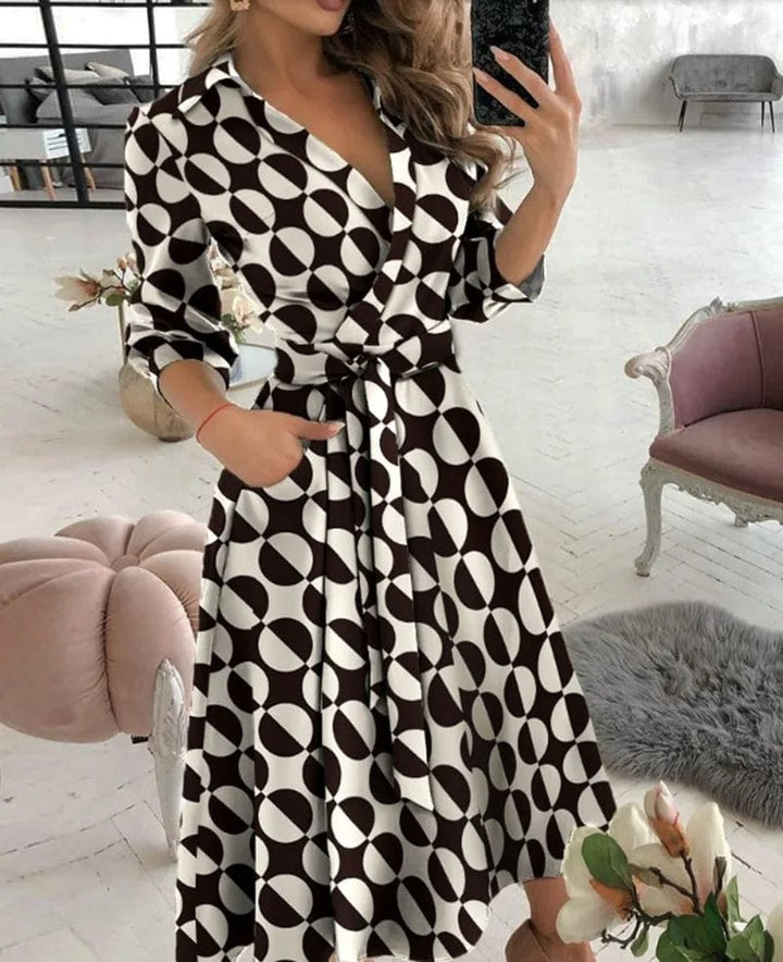 Ysabella | Schickes Midi-Kleid mit Gürtel - Ideal für Abendliche Eleganz