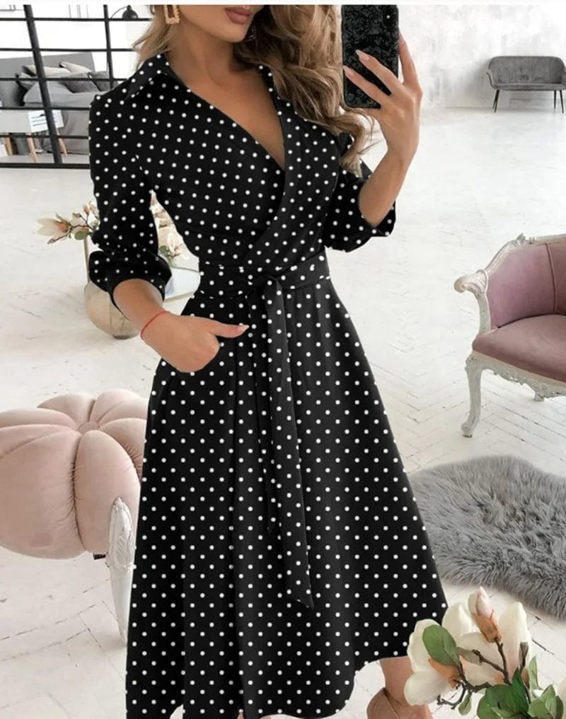 Ysabella | Schickes Midi-Kleid mit Gürtel - Ideal für Abendliche Eleganz
