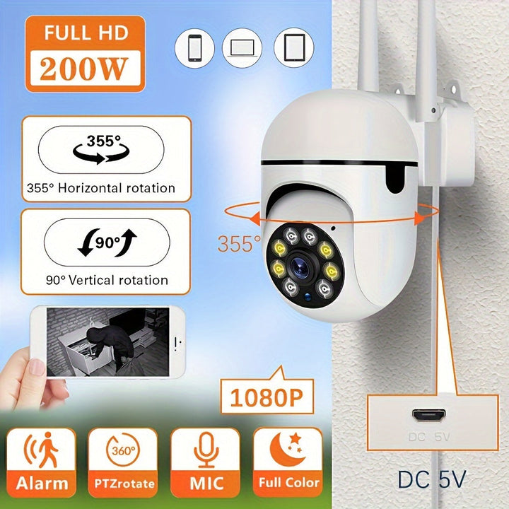 Intelligente drahtlose Überwachungskamera mit 1080p HD-Auflösung, Farb Nachtsicht, Zwei-Wege-Audio, Indoor/Outdoor-Gebrauch-4