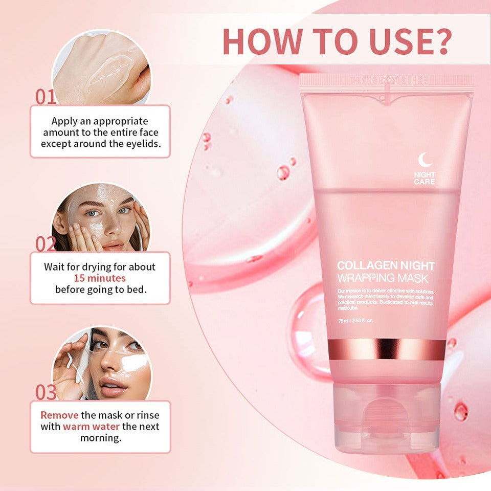 Bio Collagen True Deep Mask, Collagen Maske über Nacht, Gesichtspflege Collagen Maske Feuchtigkeitsspendende Anti-Aging Maske