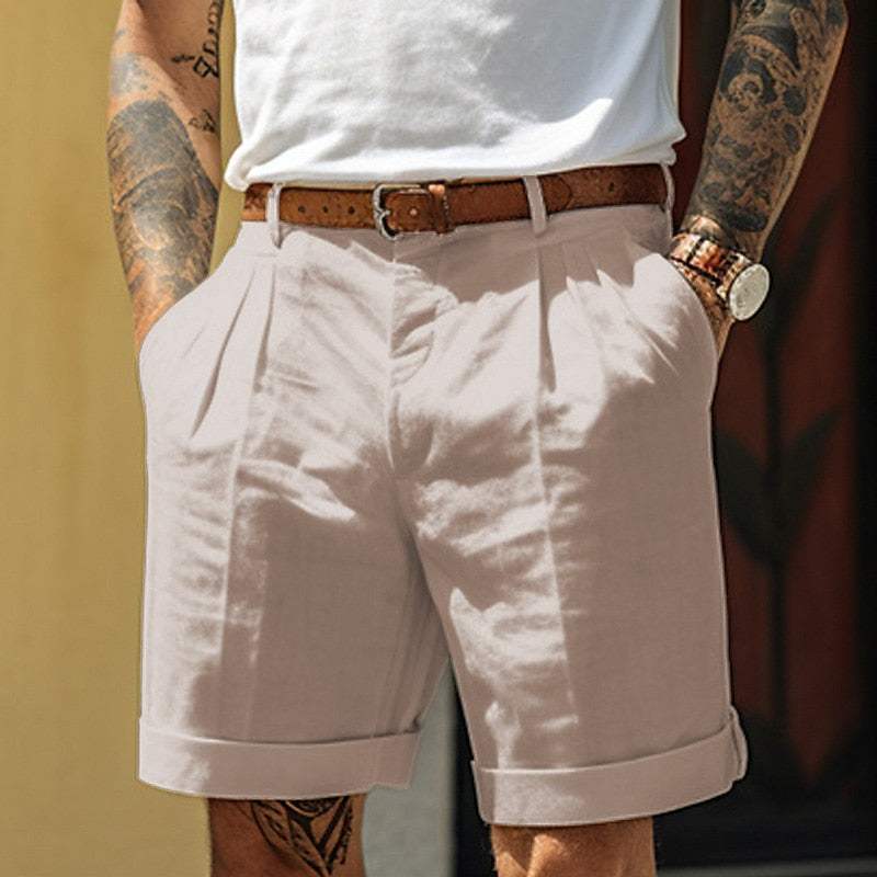  Herren -maßgeschneiderte Shorts - Wattestäbchen -Leinenmisch-2