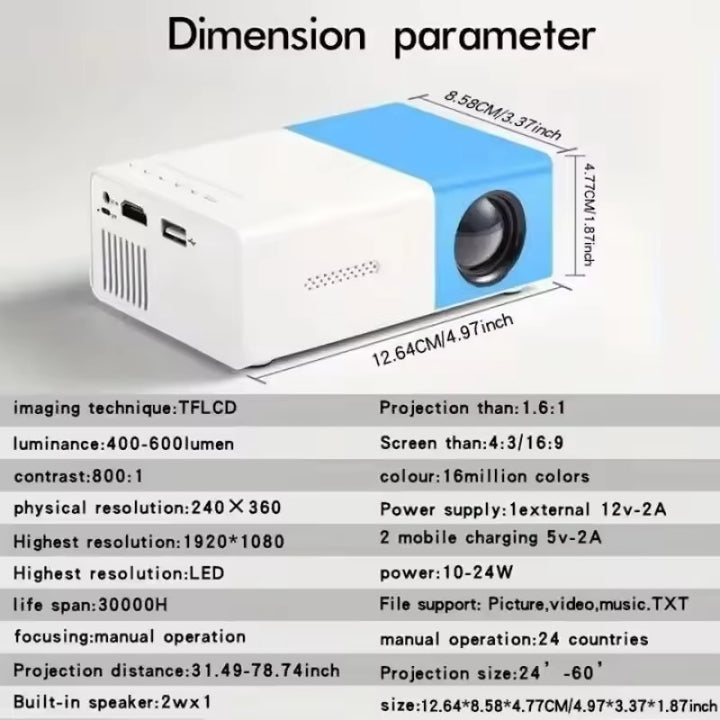 Ultra-Helldichter Mini-Projektor (3000 Lumen) - LumoBeam