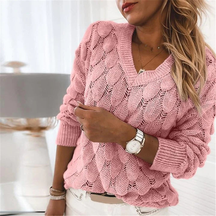 ALETA | Klassischer Gestrickter V-Ausschnitt Pullover