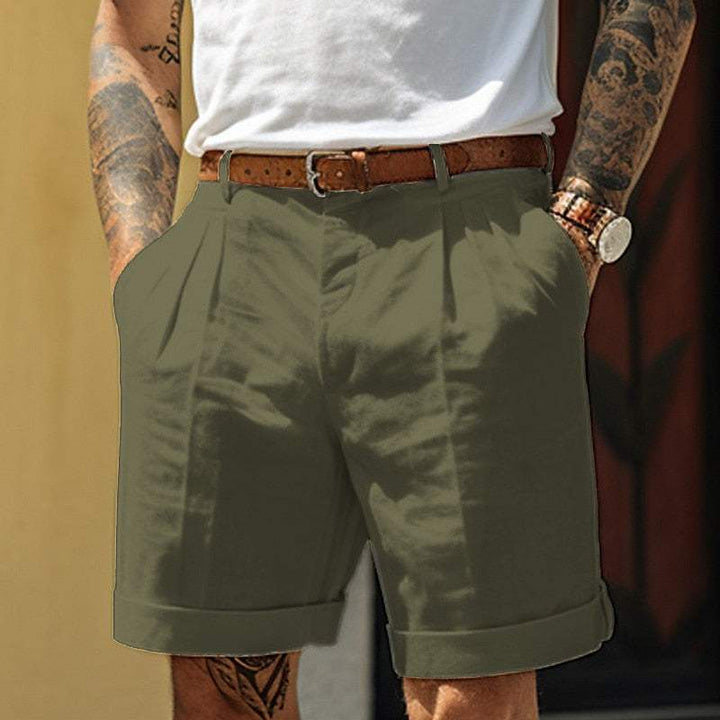  Herren -maßgeschneiderte Shorts - Wattestäbchen -Leinenmisch-4